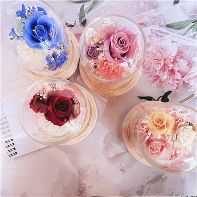 粉晶唯愛 永生花玻璃花盅 